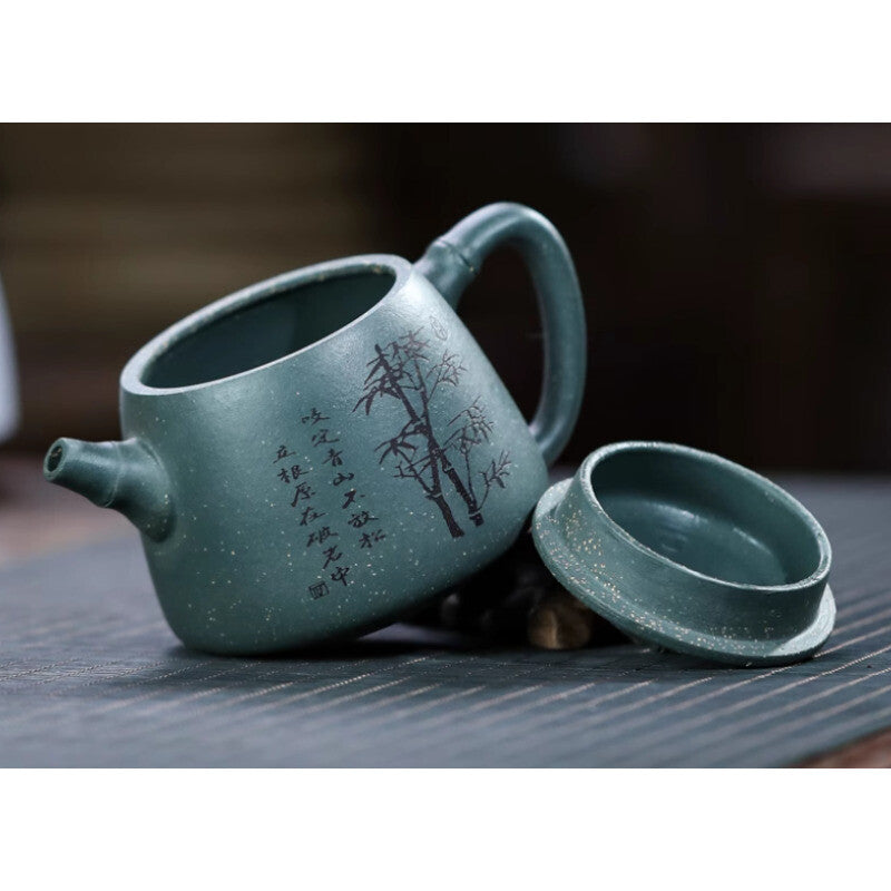 4.7" Chinese Yixing Zisha Pottery Black Zhu Clay 200CC Plum Blossom Teapot