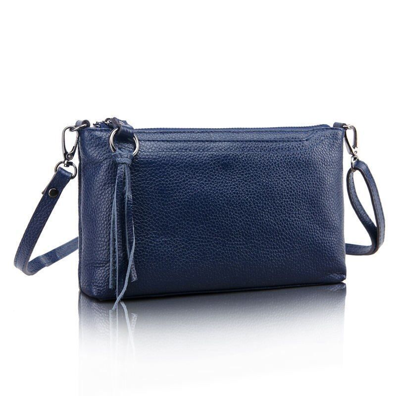 Cow Genuine Leather Messenger Bag Shoulder Purse Shoulder Bag Satchels Blue Red