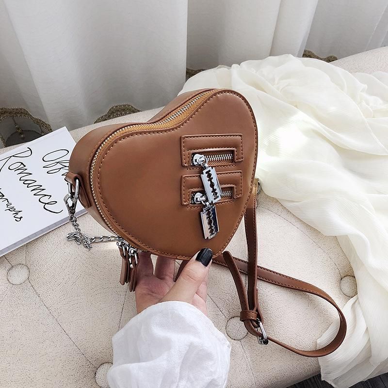Women Purse Handbag Red Heart Shape Shoulder Bag Chain Crossbody Purse Clutches