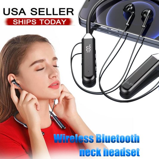 Sweatproof Neckband Headset Wireless Bluetooth Bendable Sport Headphones Earbuds
