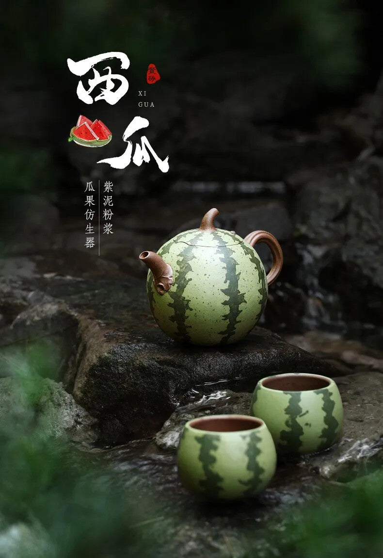 Yixing Zisha Teapot Bionic Watermelon Teapot Tea Set Flower Teapot Zisha Pot One