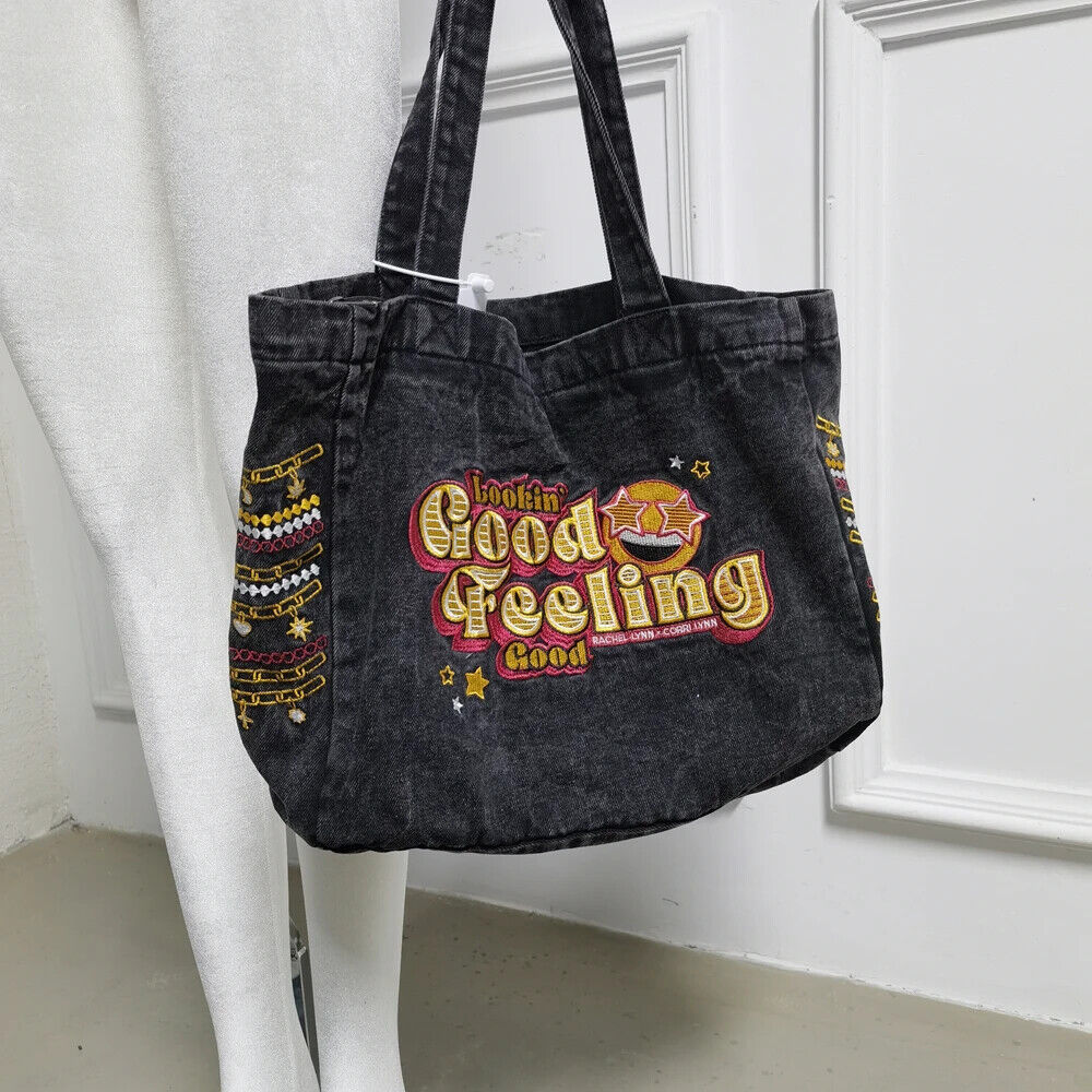 Retro Denim Jeans Tote Cool Girl Shoulder Bags Student Shopping Handbag