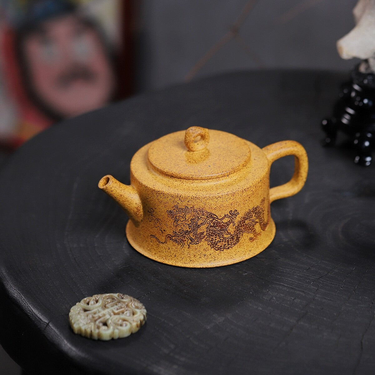 Handmade Tea Pot With 10 Infuser Holes Dragon Design Real Yixing Zisha Duan Clay