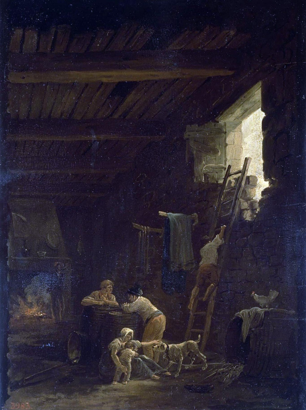 Dream-art Oil painting Peasant-Dwelling-Place-Hubert-Robert-Oil-Painting family