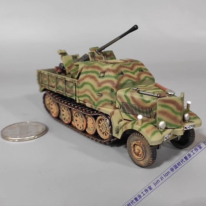 Small Scale Half-Track Truck Air Defense Sd.Kfz.7/2 Flak37 Camouflage Tank Model