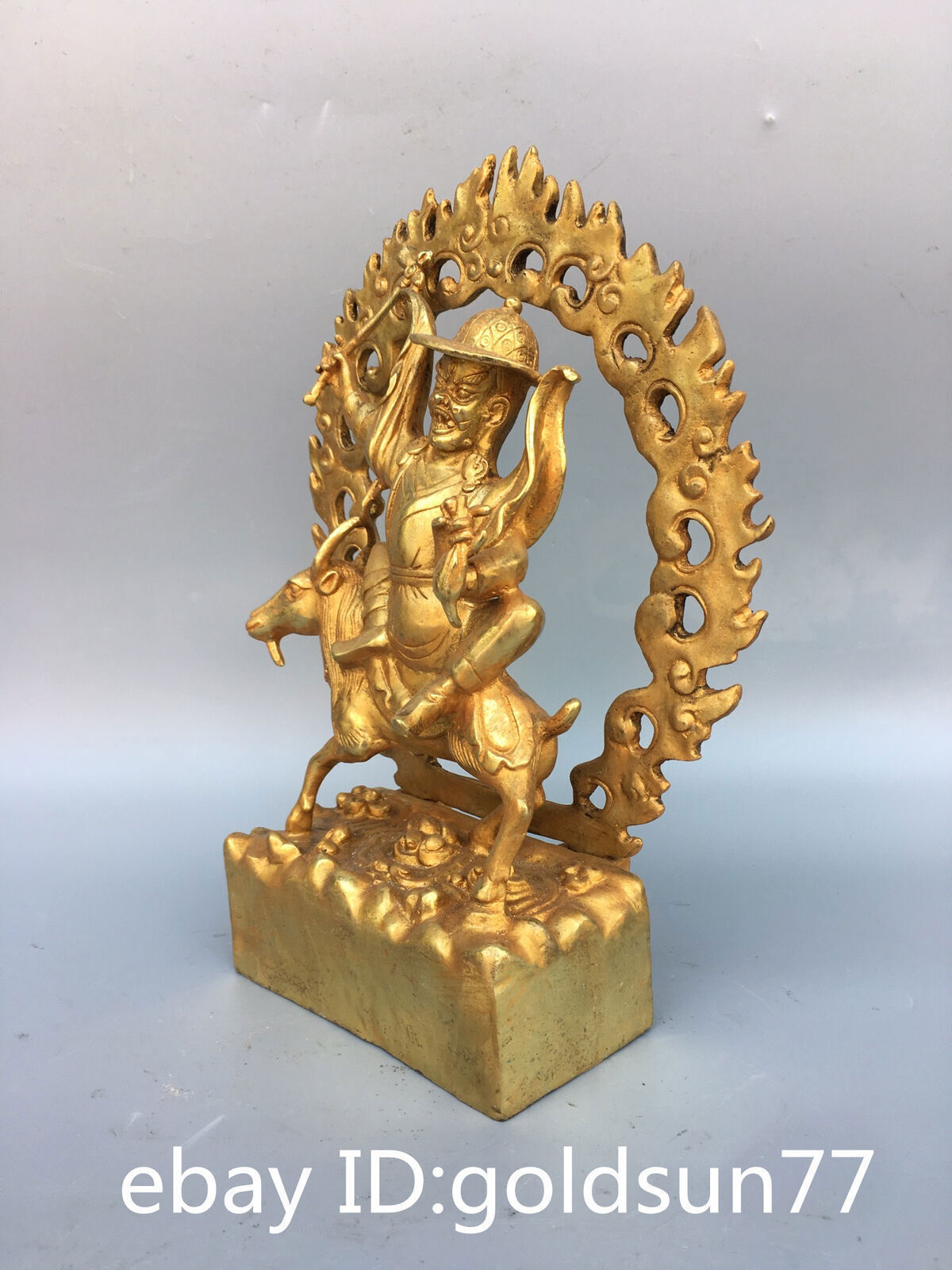 9.0“old Tibet Tibetan Buddhism Bronze Gilt Vajra Dharma Protection Buddha Statue