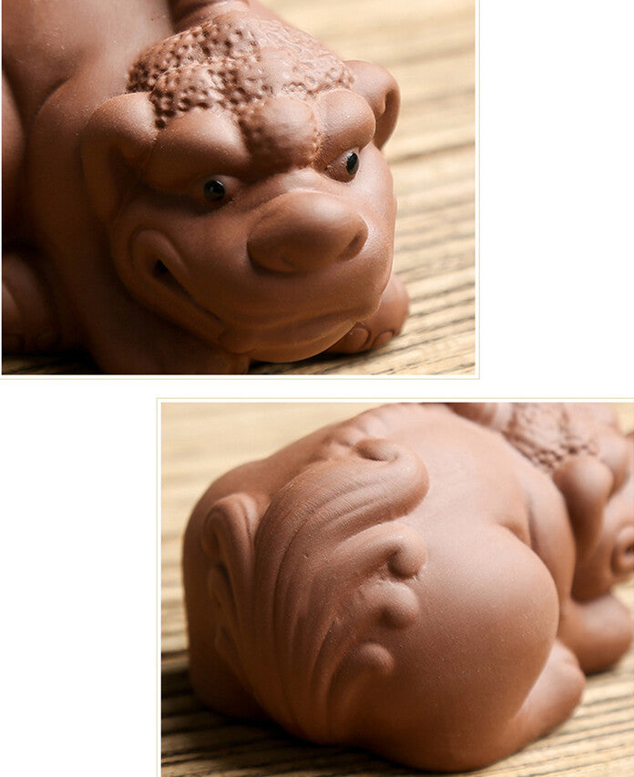 Creative Tea Pet Yixing Zisha Wealthy Mascot Purple Clay Table Decoration Small