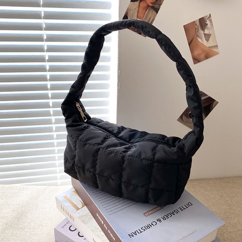 Folds Rhombus Embroidery Thread Underarm Bag Shoulder Bags Oxford Cloth Handbags