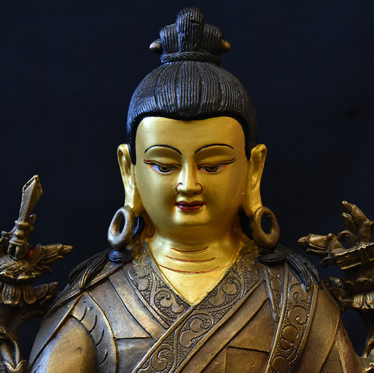 8'' Tibet Guru Jigme Lingpa Master Buddha Bronze Statue