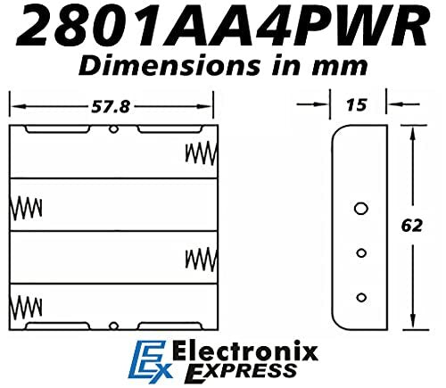 5 Pack AA 4 Battery Holder w\ Wire Leads, Lead - 6" Long, 2.27" x 0.59" x 2.44"