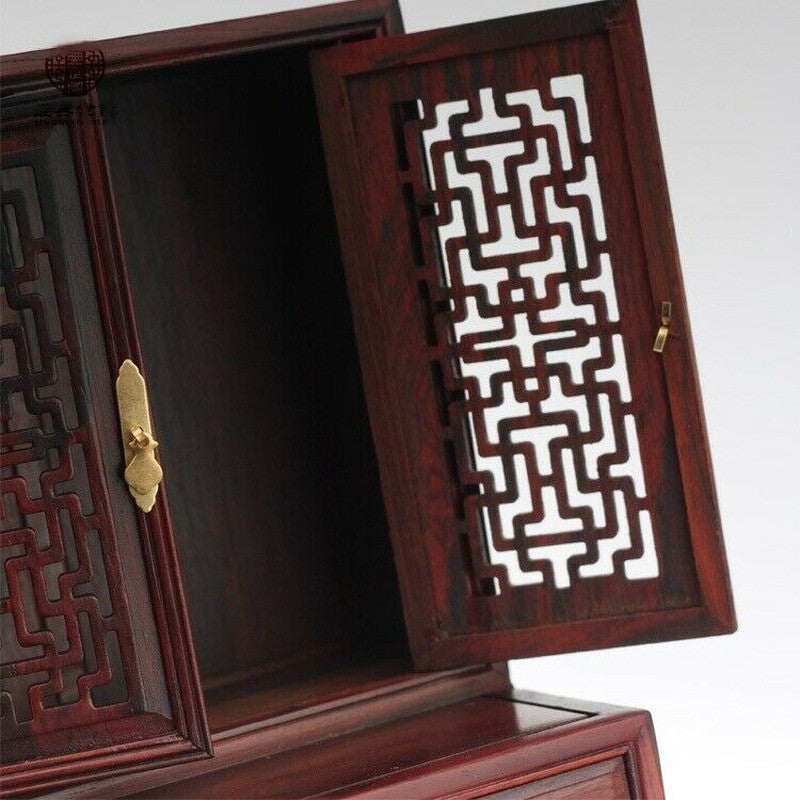 Wooden Carved Miniature Cabinet Buddha Altar Butsudan Shrine Praying Decor