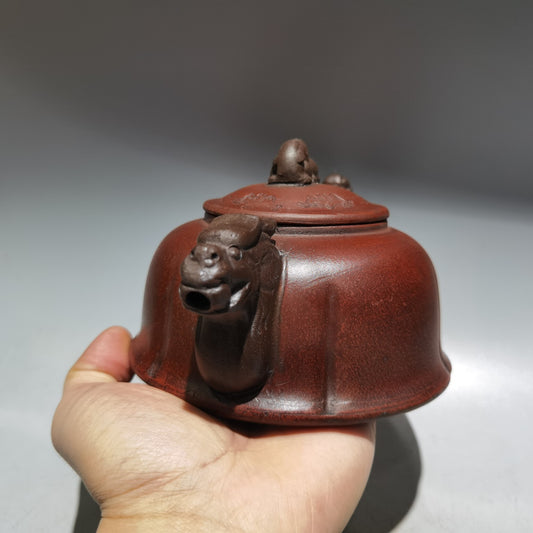 7.4" Collect Chinese Yixing Zisha Pottery Red Clay 400CC Hand Made Dragon Teapot