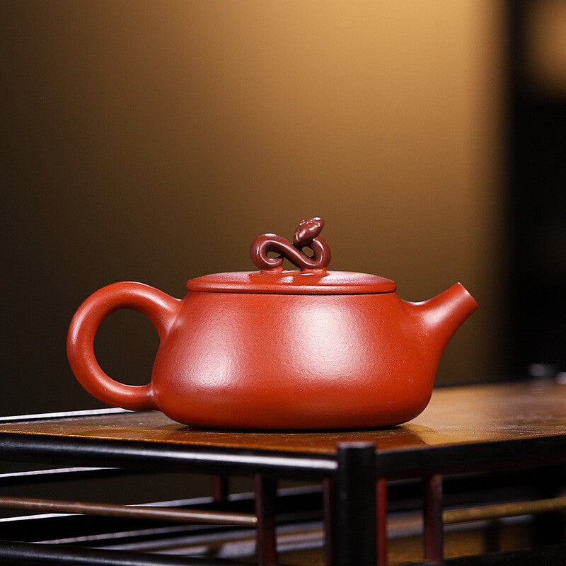 Dahongpao Clay Tea Pot Handmade Carved Yixing Zisha Master Pot 9 Infuser Holes