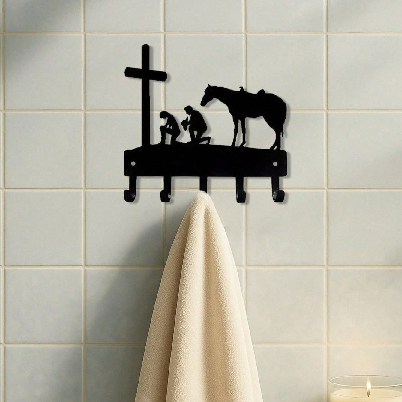 CIFbuy Wall Mounted Iron Hook Rustic Industrial Coat Key Organizer