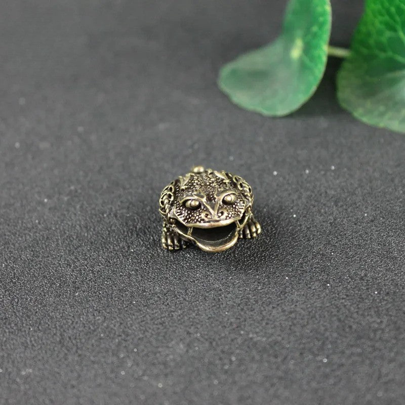 Copper Chinese Mythical Animal Luck Toad Bell Key Chains Pendant