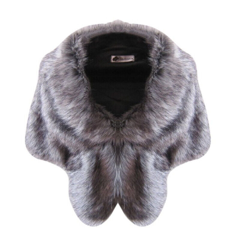 Elegant High-grade Bridal Wedding Luxury Fur Long Shawl Stole Wrap Shrug Scarf