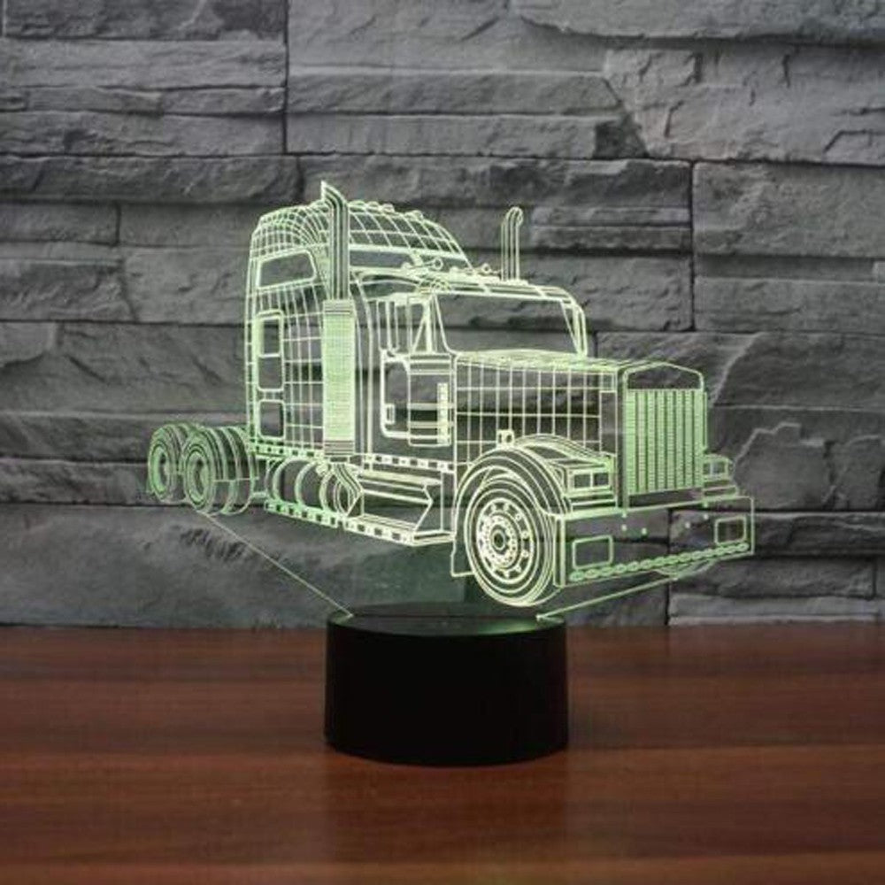 7-Color Changing 3D Illusion Table Lamp Truck LED Night Light For Bedroom Deco
