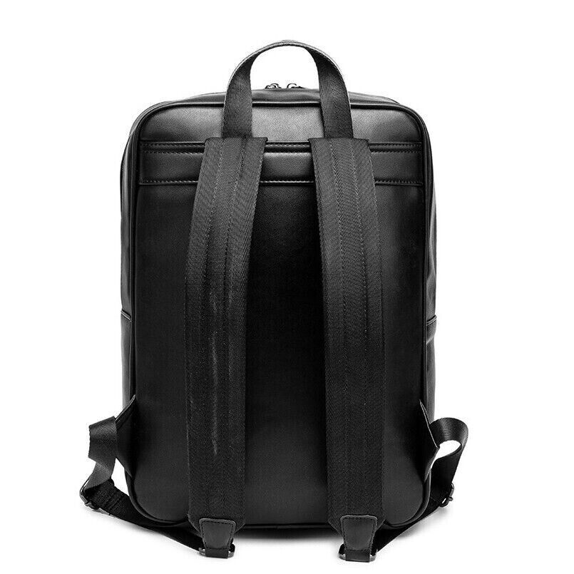 Top PU Leather Black Weaving Backpack, Soft Leather Large Capacity Travel Bags