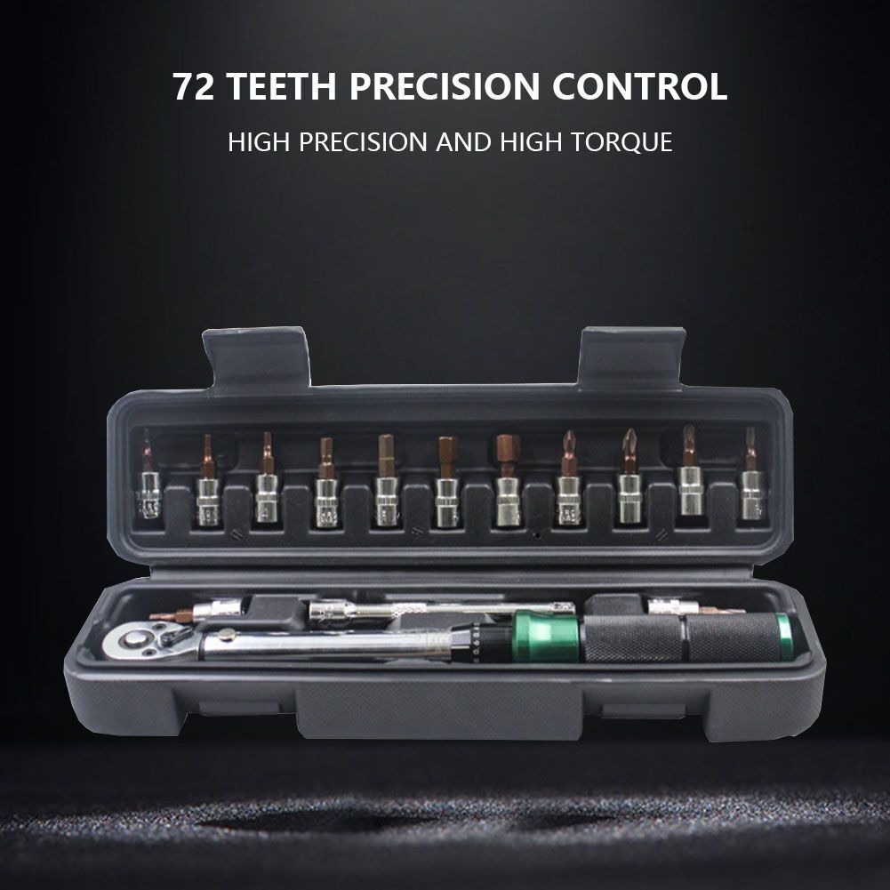 15pcs Drive Click Torque Wrench 1/4inch Bicycle Wrench Maintenance Kit 2-24nm