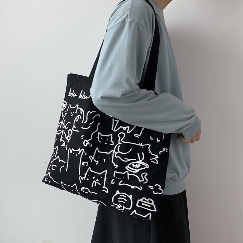 Canvas Bags Handbag Shopper Cute Tote Bag Zipper Small Shoulder Bag 35*30*5 CM