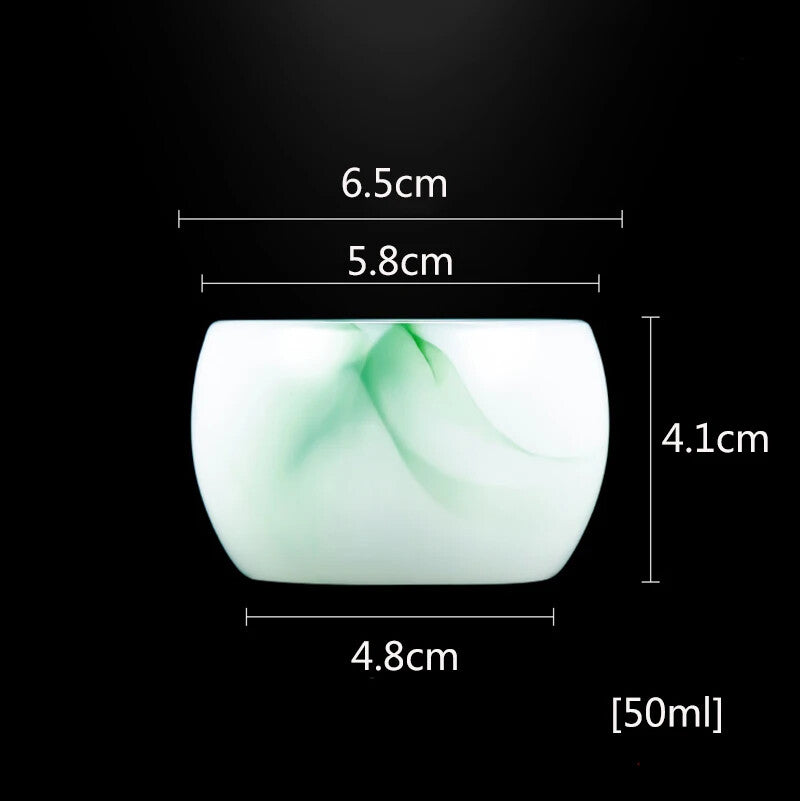Small Jade Porcelain Tea Cup Emerald Green Teacup Ink Chinese Tea Bowl