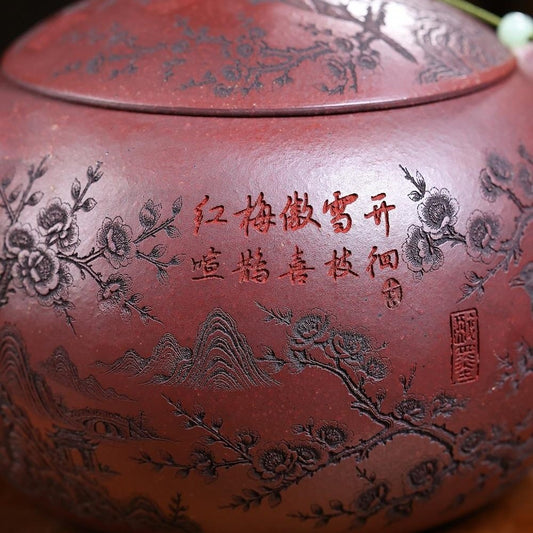 Yixing Zisha Teapot 960ml Red Clay Plum Blossom Large Gongfu Tea Pot