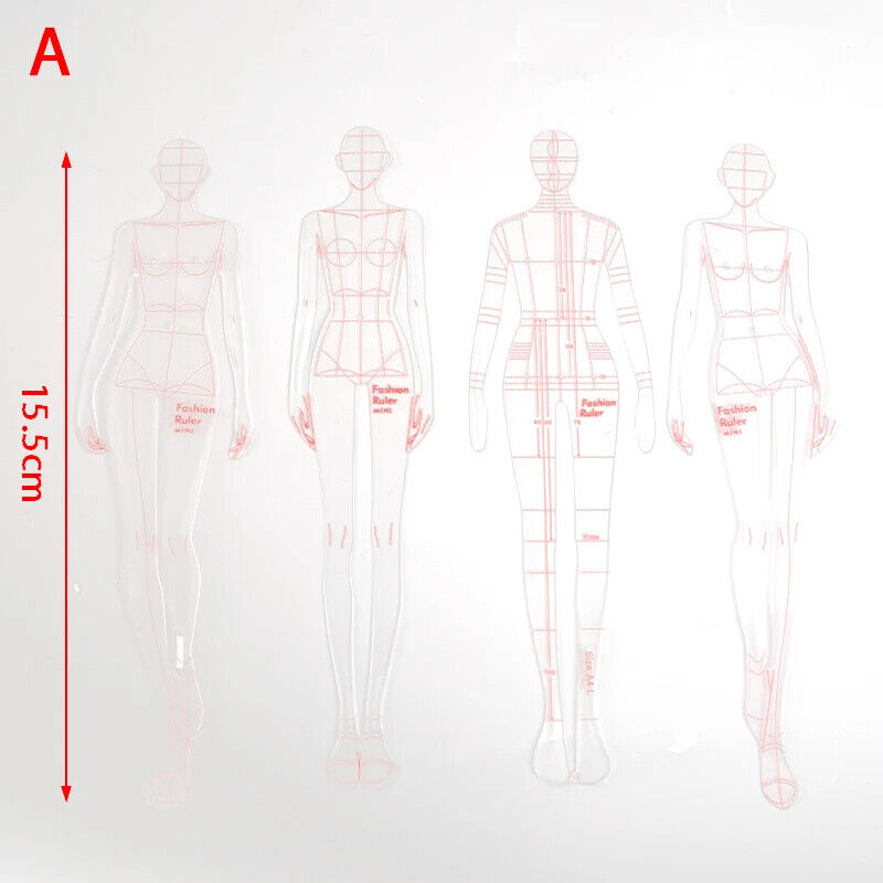 Women Figure 4Pcs Clothing Drawing Template Ruler Model Fashion Sewing Patchwork