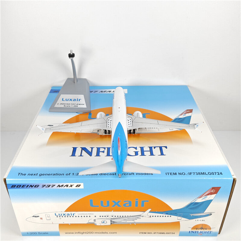 1:200 Inflight Luxair BOEING B737MAX8 Passenger Airplane Diecast Aircraft Model