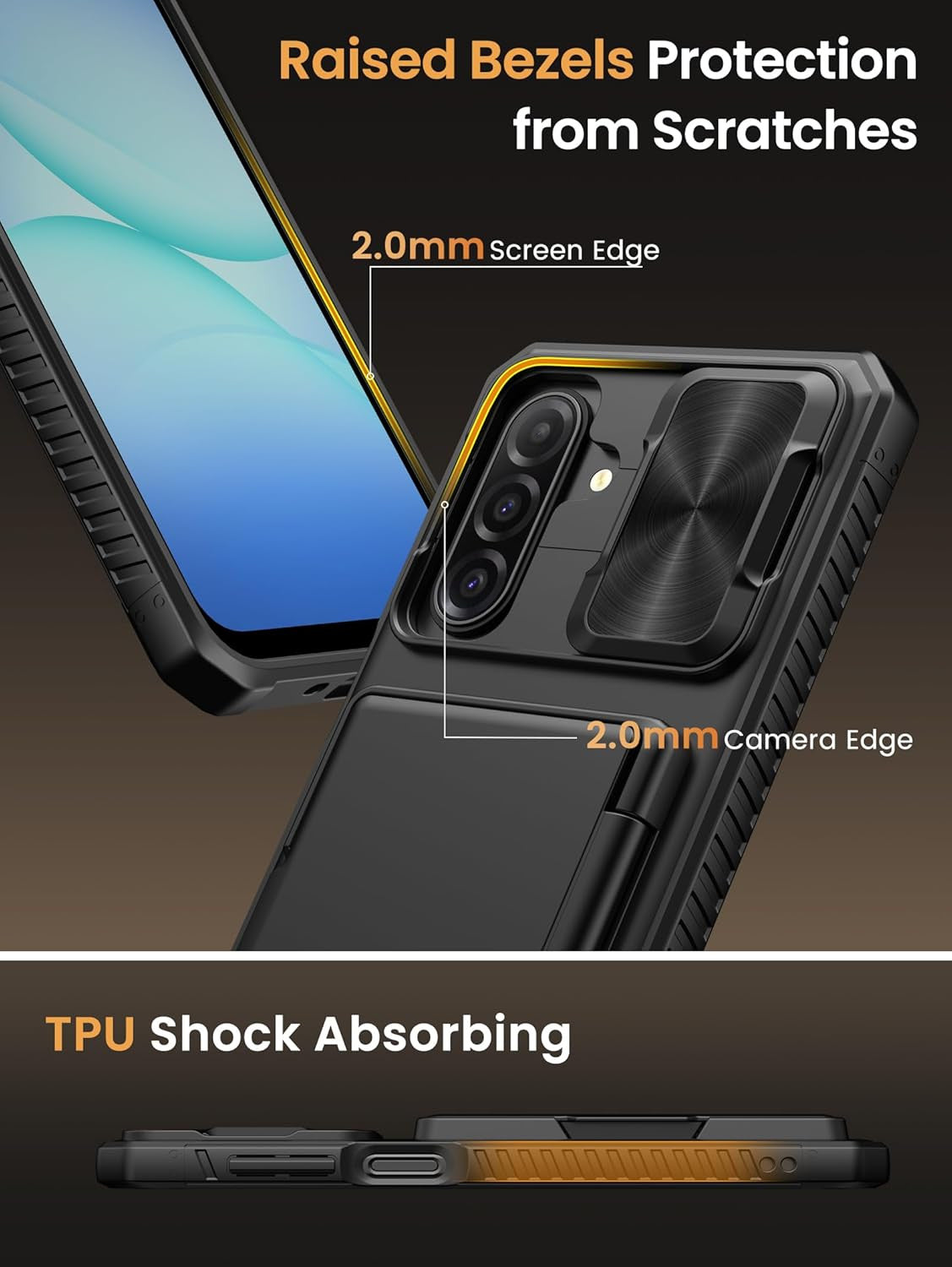 for Samsung Galaxy A17 5G Phone Case with Card Holder (4 Cards), Built-In Temper