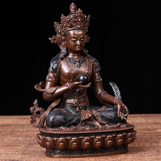 6.5" Brass Ksitigarbha Bodhisattva Statue Buddhism Decor