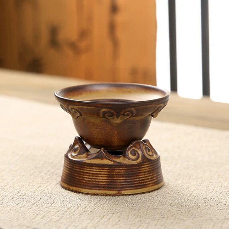 Retro Stoneware Filter Screen Tea Funnel Set Tea Filter Tea Making Device Gift