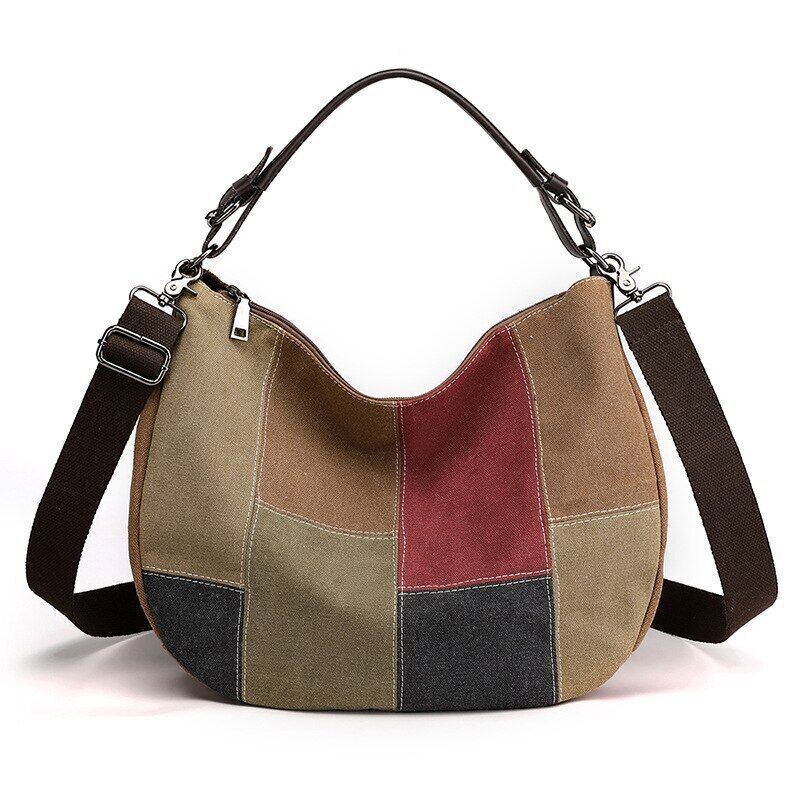 Bag Simple Retro Stitching Color Large Bag Women's Bag Handbag Shoulder Bag