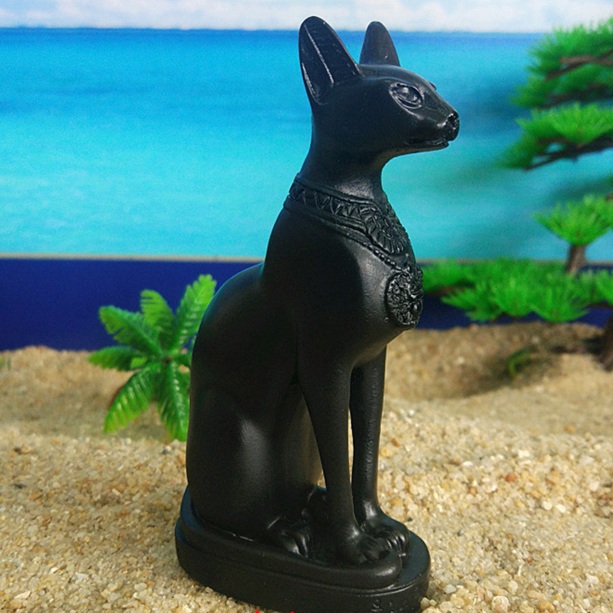 Egyptian Goddess Black Cat Bastet Figurine Resin Statue Home Decor Collection