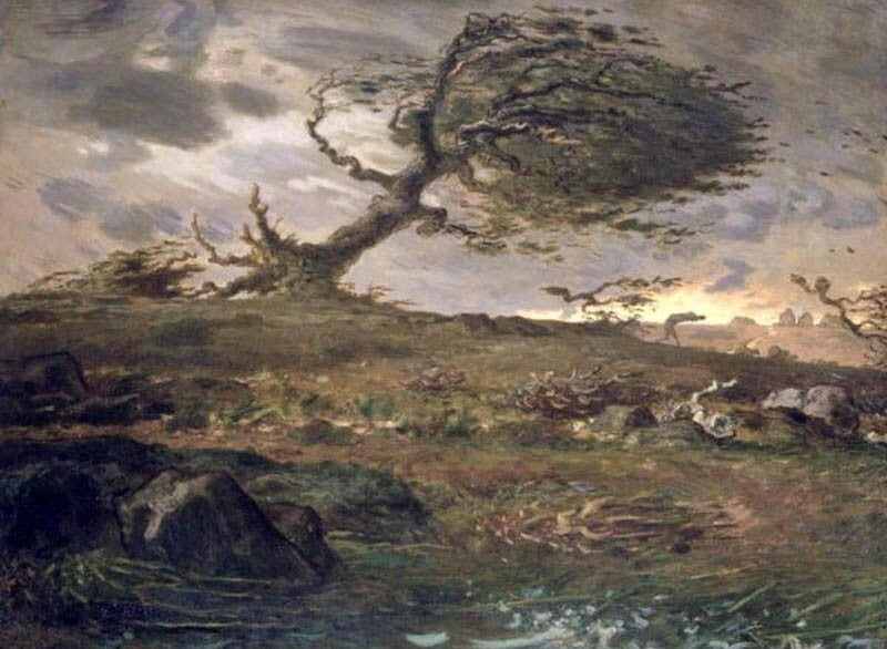 Dream-art Oil painting Jean-Francois-Millet-The-Gust-of-Wind landscape handmade