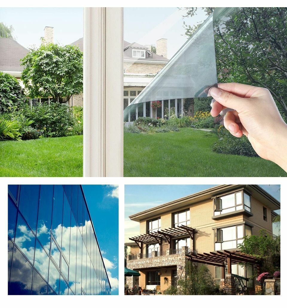 One Way Mirror Window Film Multi-Width Length 2/3/5 m Self-adhesive Glass Solar