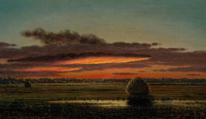 high quality oil painting handpainted on canvas "Sunset Over the Marshes"