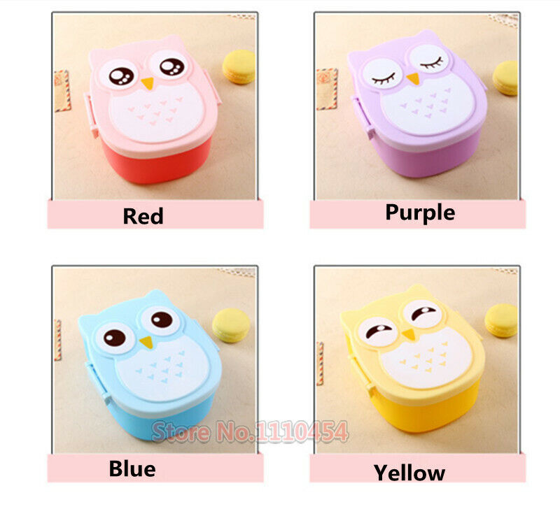 Children Bento Box Cartoon Owl Lunch Meal Box Tableware Microwave Oven Portable