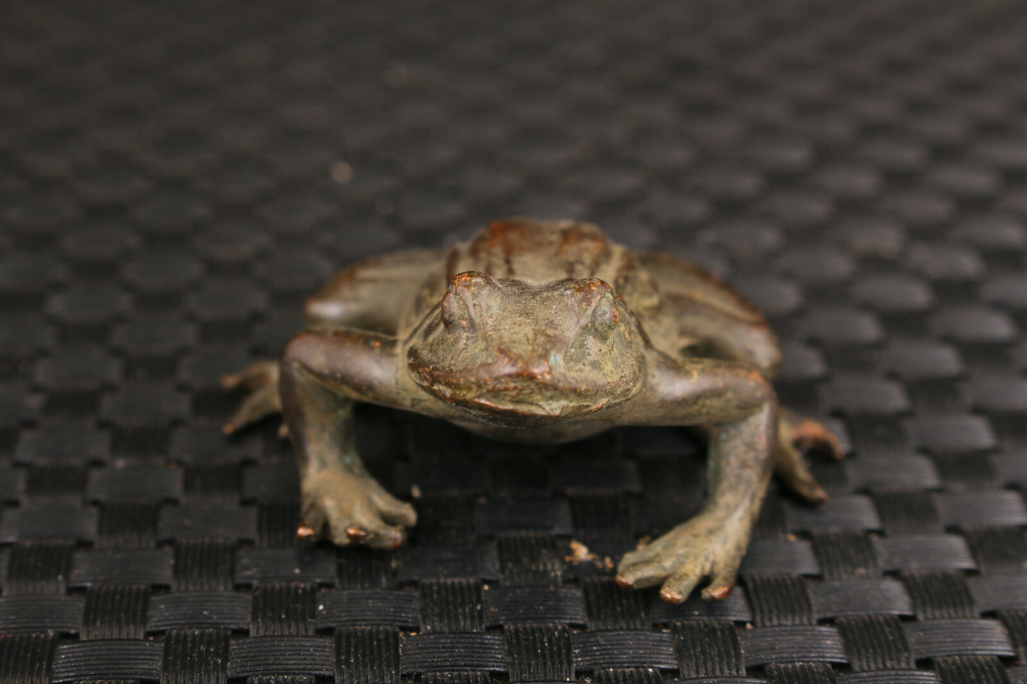 Rare old bronze hand carving fortune Jin Chan statue collectable frog Tea Pet