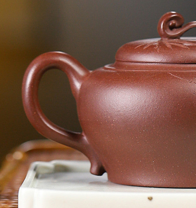 5.5" Chinese Yixing Zisha Pottery Purple Clay 270cc Handmade Ruyi Kung Fu Teapot