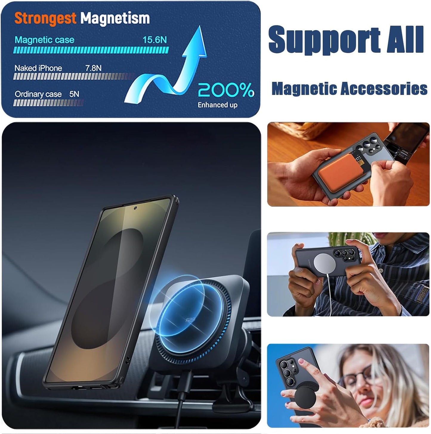 Magnetic Case for Samsung Galaxy S25 Ultra with 2 Privacy Screen Protector&Foldi