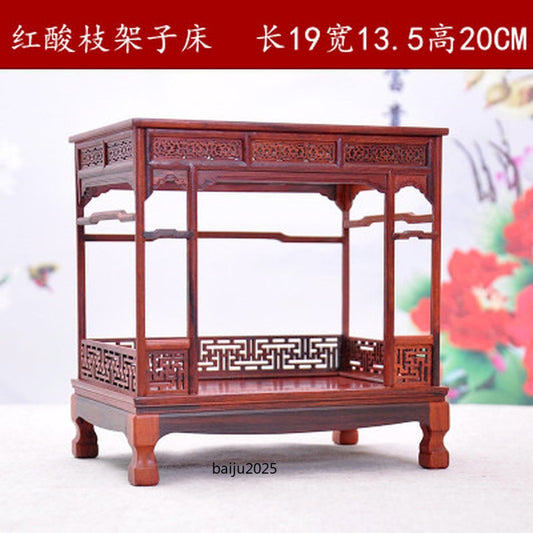 Chinese Antique Bed Model Miniature Bedroom Decoration Dollhouse Mini Furniture