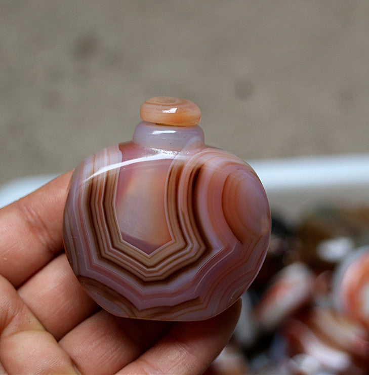 Absolutely Beautiful!1pcs Handmade Brazil Agate Snuff Bottle Perfume Random Send