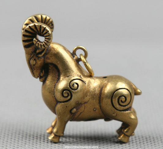 41MM Small Chinese Bronze Lovable Zodiac Animal Sheep Goat Wealth Statue