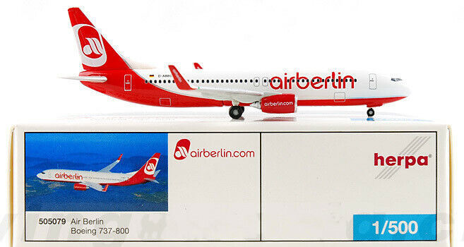 1:500 Herpa Air Berlin BOEING 737-800 Passenger Plane Diecast Aircraft Model