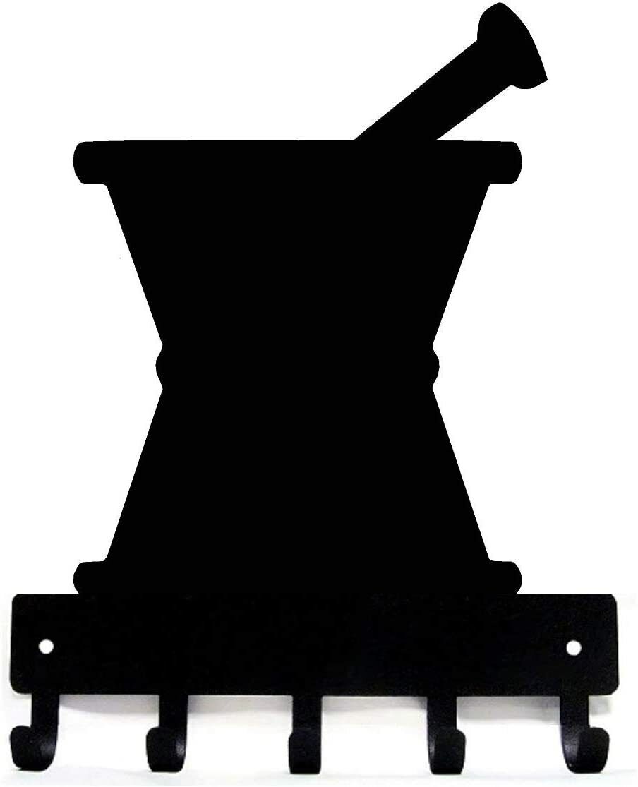 Mortar & Pestle Metal Key Rack - 9 Inch Wide / 6 Inch Wide Metal Wall Art