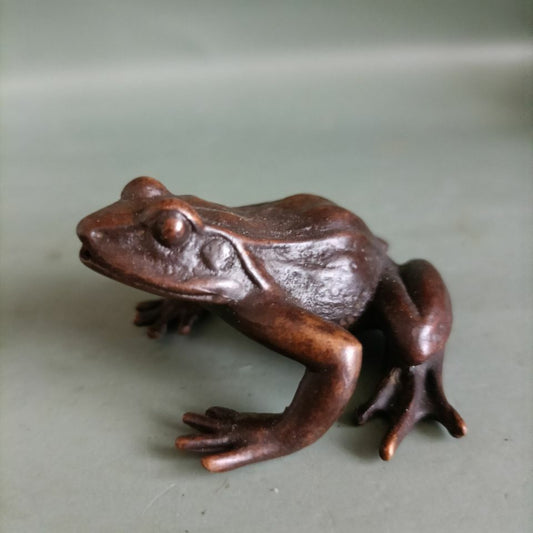 Antique Collection Solid Frog Ornament Small Handle Tea Pet Ornament Statue