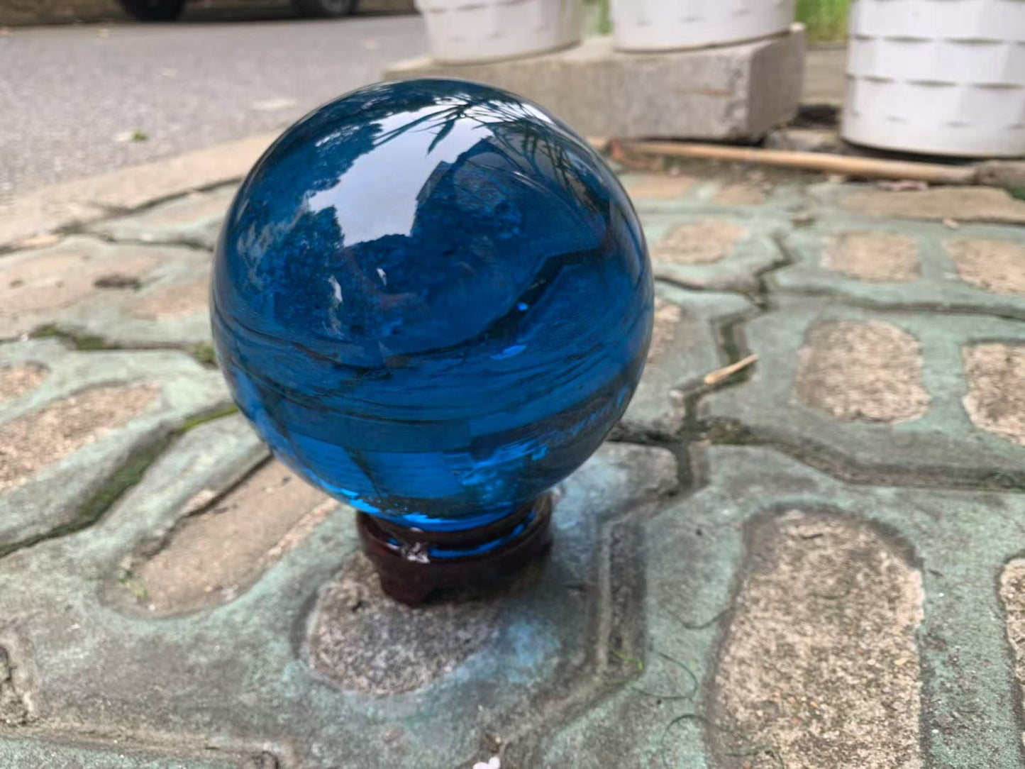 40-120mm Natural Sky Blue Obsidian Sphere Large Crystal Ball Healing Stone