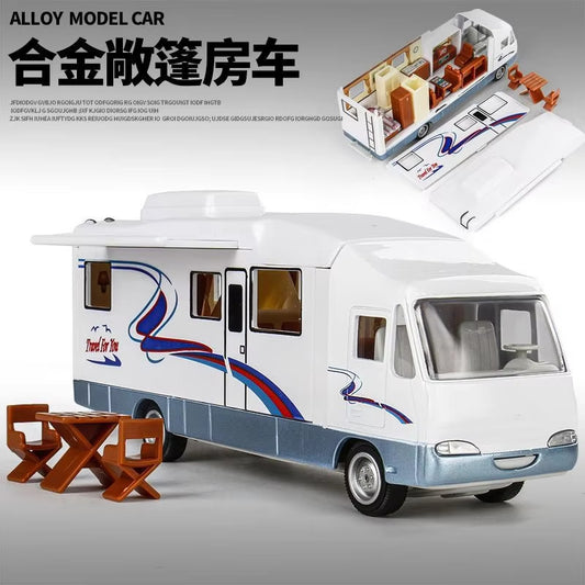 1:30 Diecast Luxury RV Recreational Vehicle Car Model Metal Camper Van Motorhome