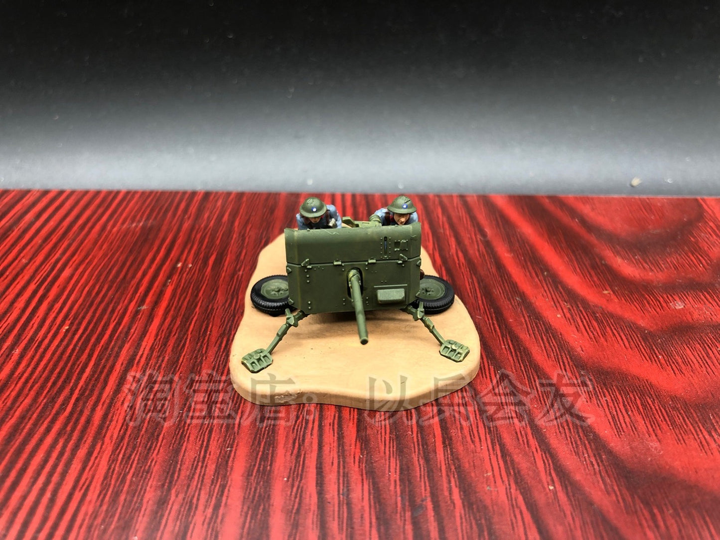 Homemade 1/72 WWII National Army Anti-tank Gun 2 Persons Finished Model