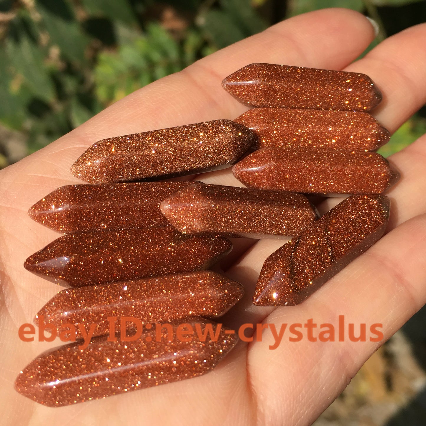 5PC Red goldstone Obelisk pendant quartz Crystal Wand Double Point Healing
